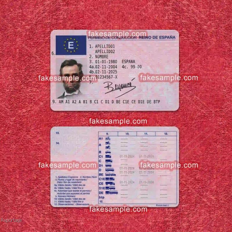 Spain Driver Licence Fake Template